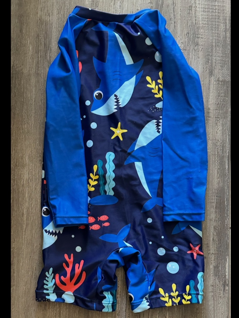 Infant Boy Shark Print One-Piece Swim With Zipper - Picture 4 of 6